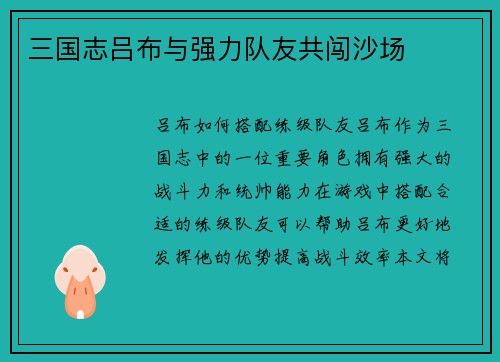 三国志吕布与强力队友共闯沙场